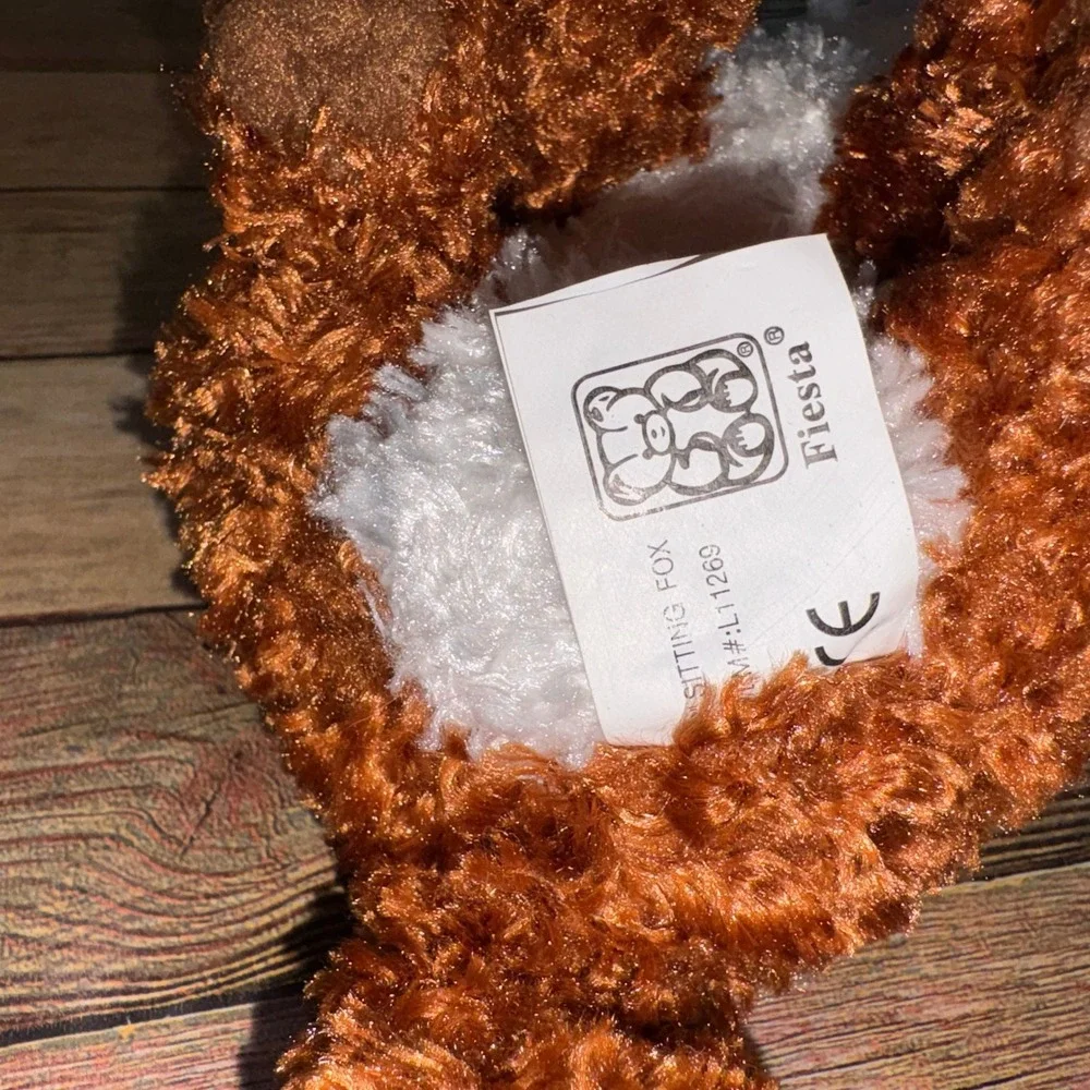 Textured Sitting Fox Plush Stuffed Animal Toy Kids Small Orange Fiesta